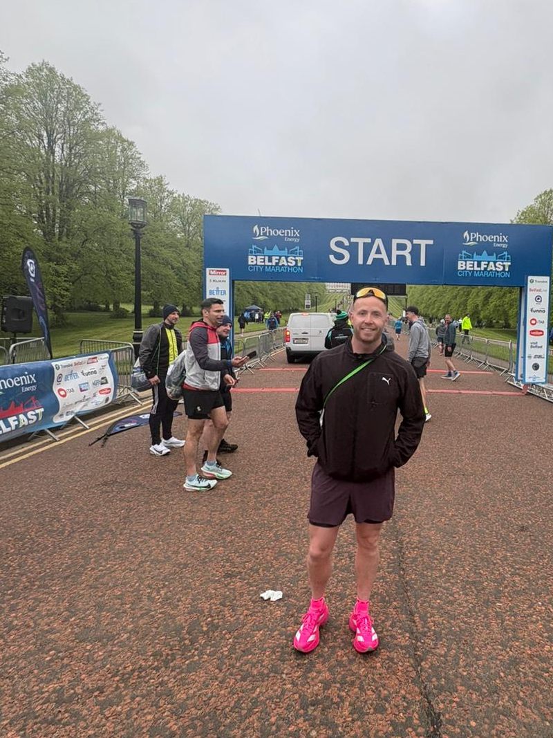 Anthony Campbell at the Belfast City Marathon start line
